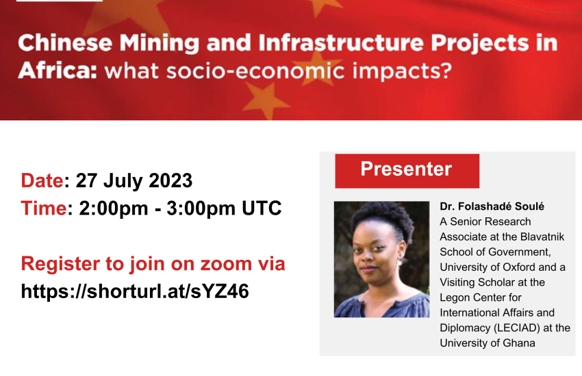 CSPS Seminar on "Chinese Mining and Infrastructure Projects in Africa: what socio-economic impacts?" image
